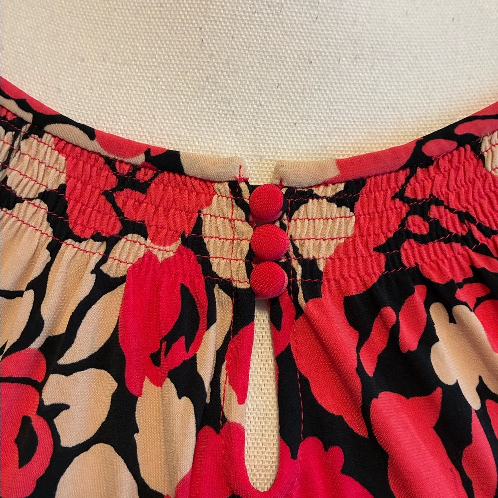 🌸🖤 The Limited Pink & Black Floral Blouse Size XS Stretch Knit Top - Picture 6 of 11
